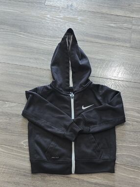 Nike Black Kids' Full-Zip Hoodie with White Swoosh